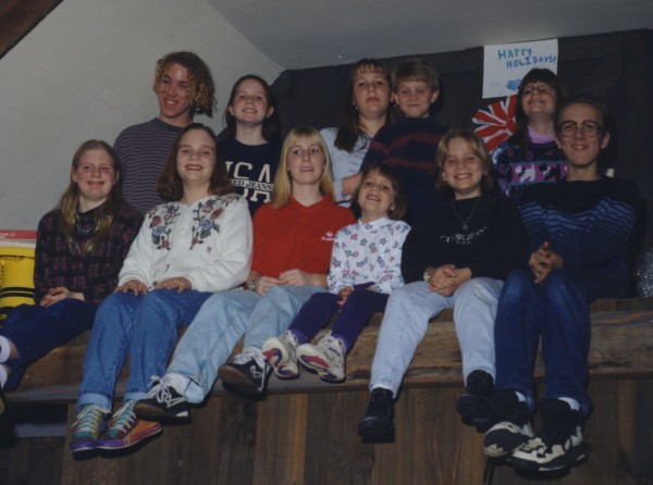 Dottie and Carl's Grandchildren - December 1995 In the loft of the house on Bunn Hill Road Bun